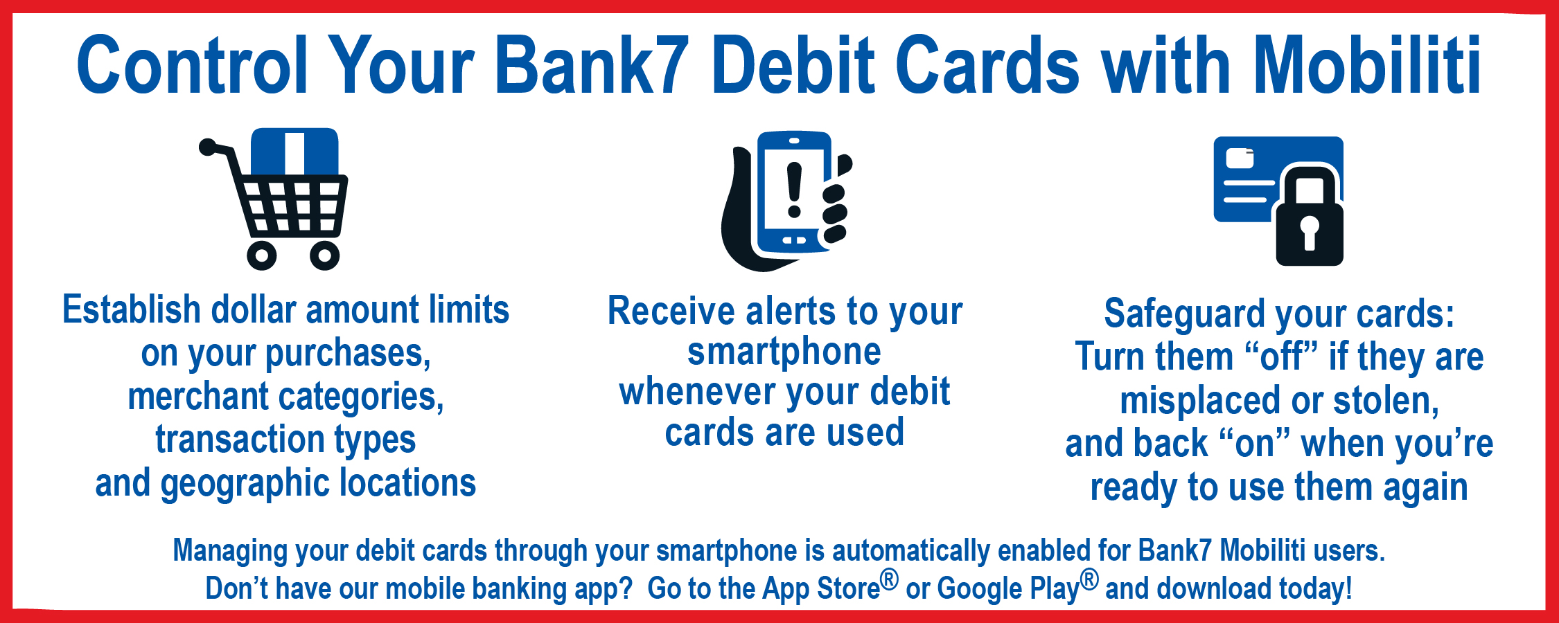 Mange your debit cards with your mobile banking app