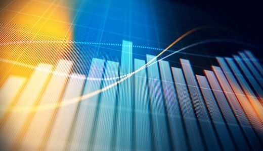 Financial data analysis graph showing search findings. Selective focus. Horizontal composition with copy space.